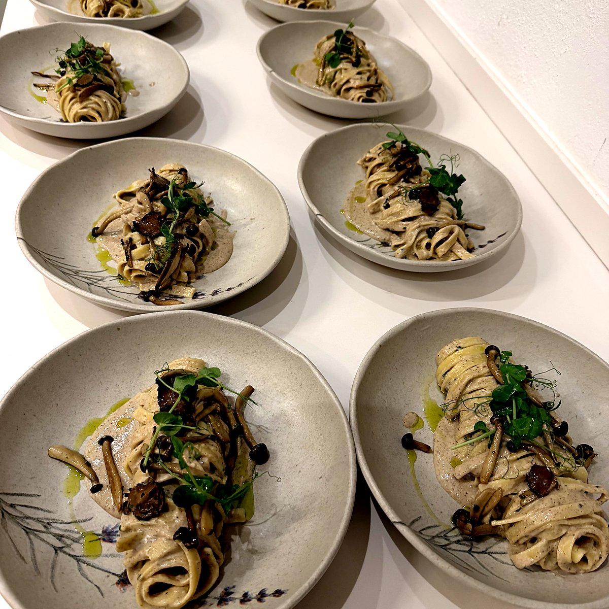 Bowls of pasta ready to be served